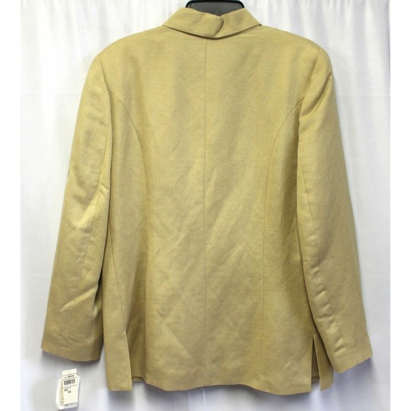NWT Danielle Martin Women 12 Blazer Jacket Long Sleeve Work Linen Beige Lining - Picture 4 of 9